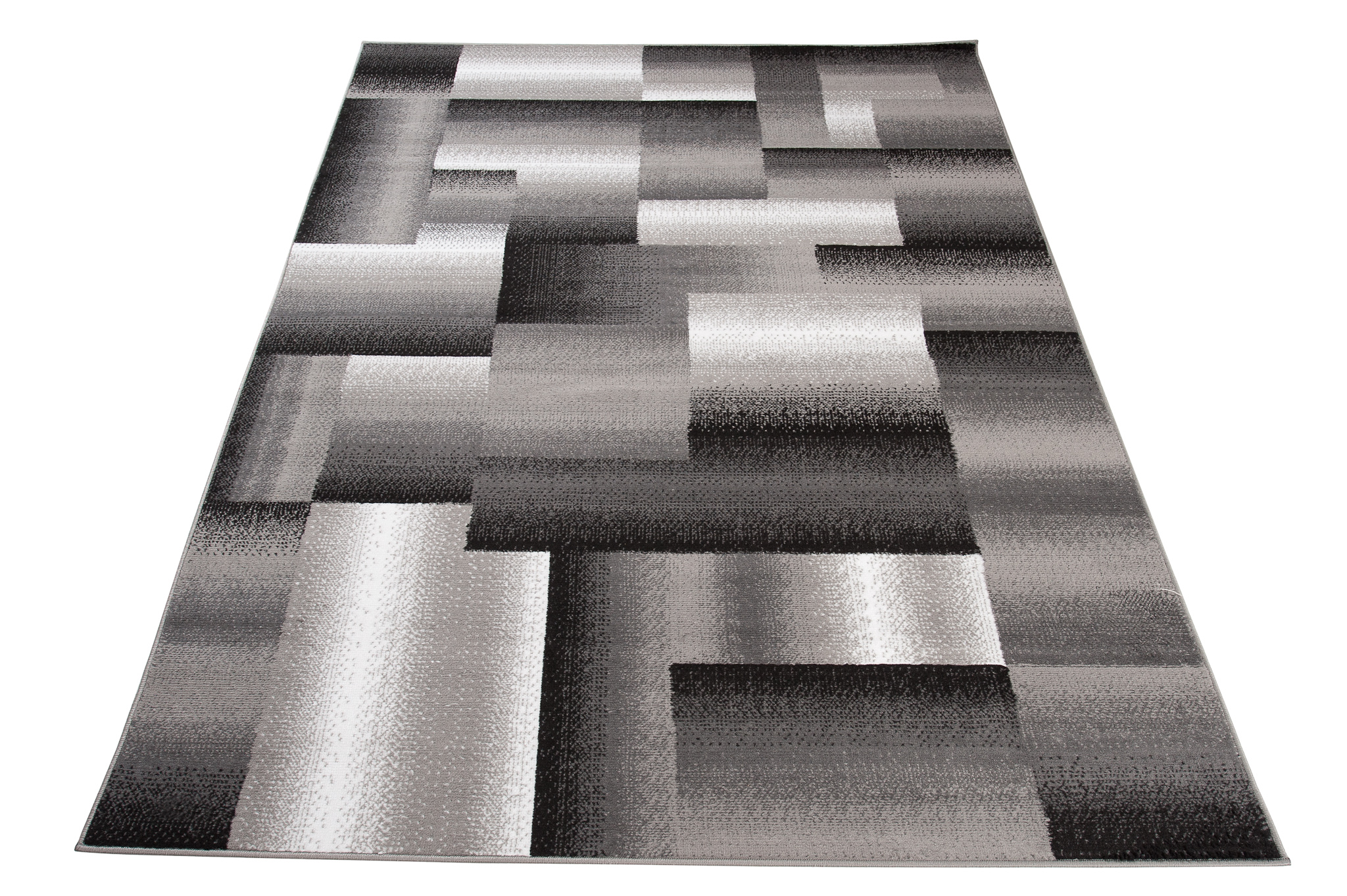 Alfombra Maya Gris Blanco Rectangulos