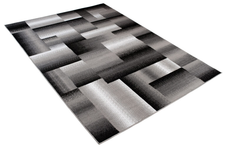 Alfombra Maya Gris Blanco Rectangulos