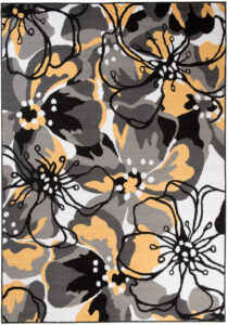 Alfombra Maya Gris Amarillo Flores