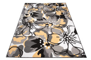 Alfombra Maya Gris Amarillo Flores