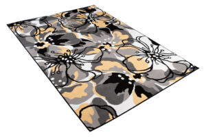 Alfombra Maya Gris Amarillo Flores