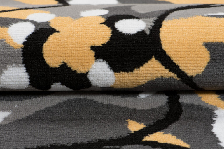 Alfombra Maya Gris Amarillo Flores