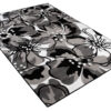 Alfombra Maya Gris Negro Flores