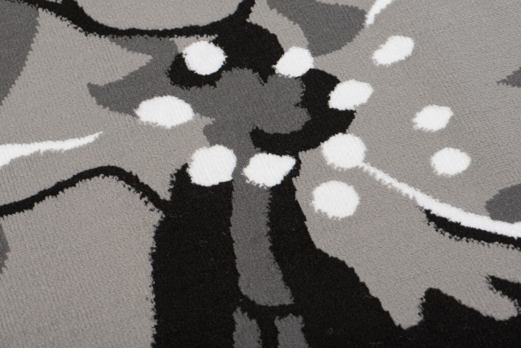 Alfombra Maya Gris Negro Flores