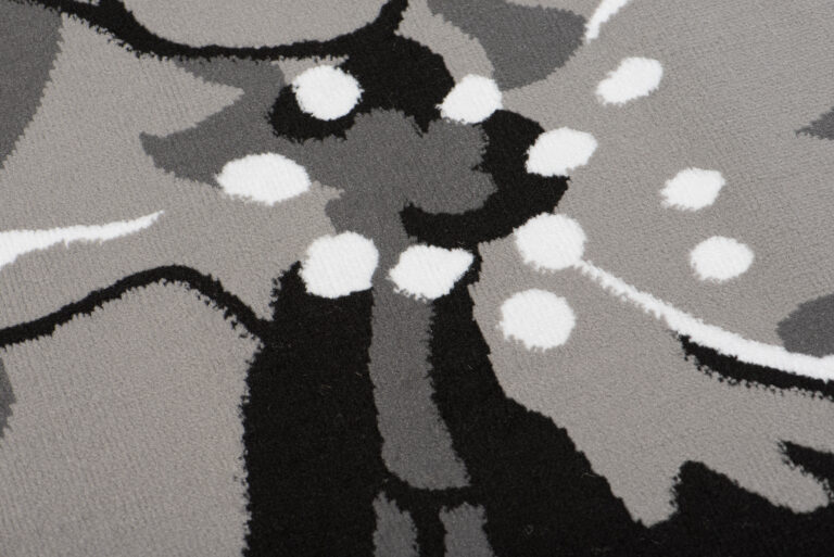 Alfombra Maya Gris Negro Flores