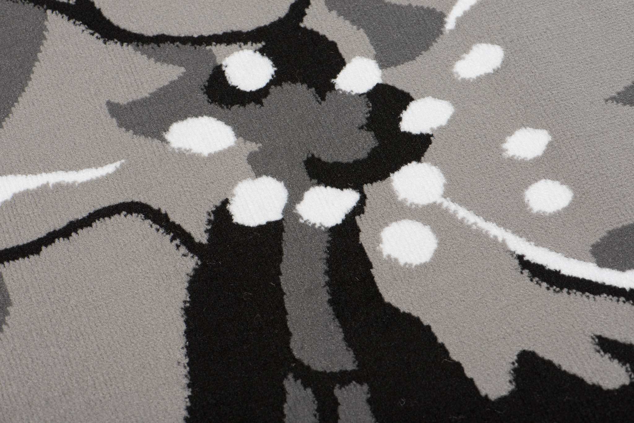 Alfombra Maya Gris Negro Flores