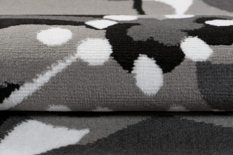 Alfombra Maya Gris Negro Flores