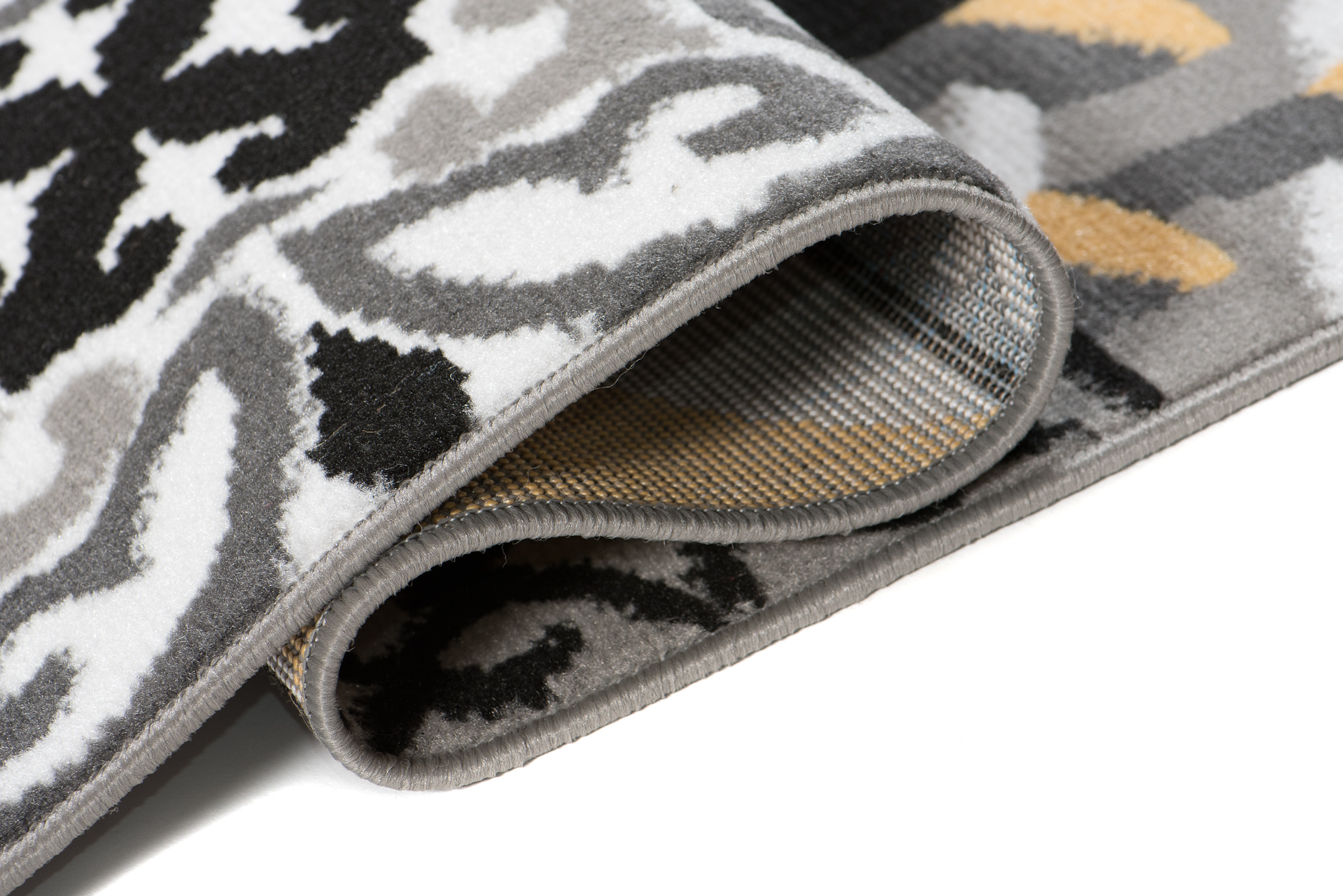 Alfombra Maya Gris Amarillo Cuadrados Mosaico