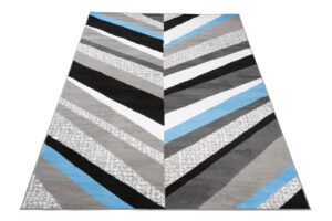 Alfombra Maya Gris Azul Geométrico Líneas