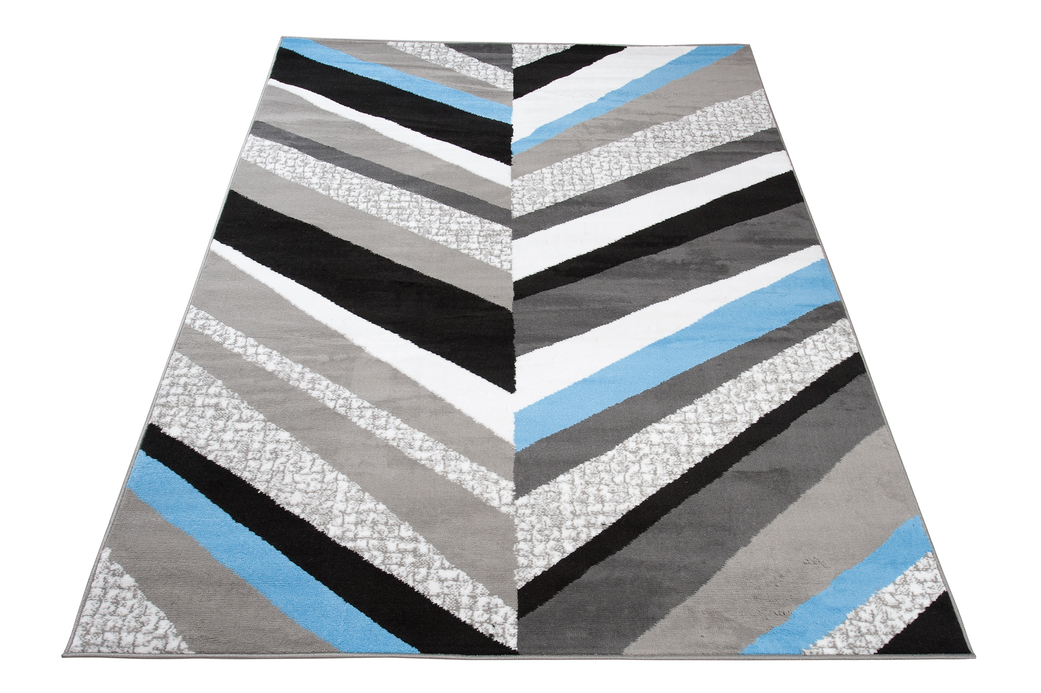 Alfombra Maya Gris Azul Geométrico Líneas