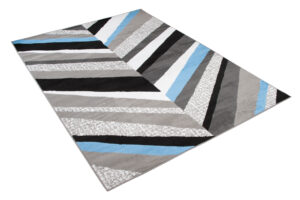 Alfombra Maya Gris Azul Geométrico Líneas