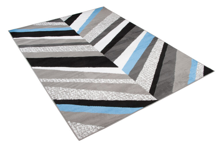 Alfombra Maya Gris Azul Geométrico Líneas