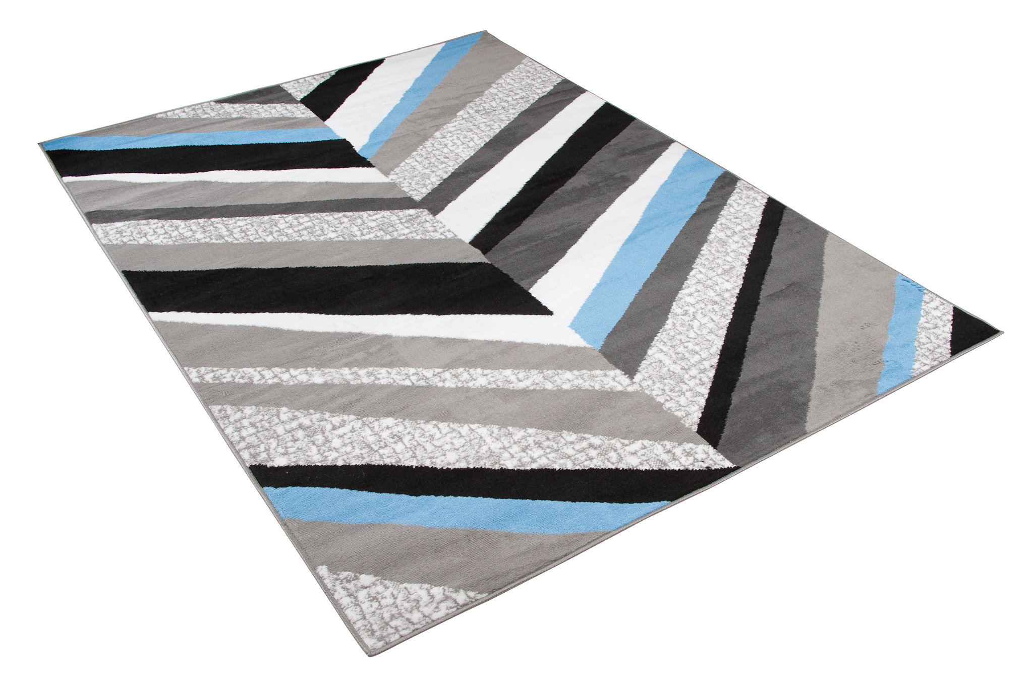 Alfombra Maya Gris Azul Geométrico Líneas