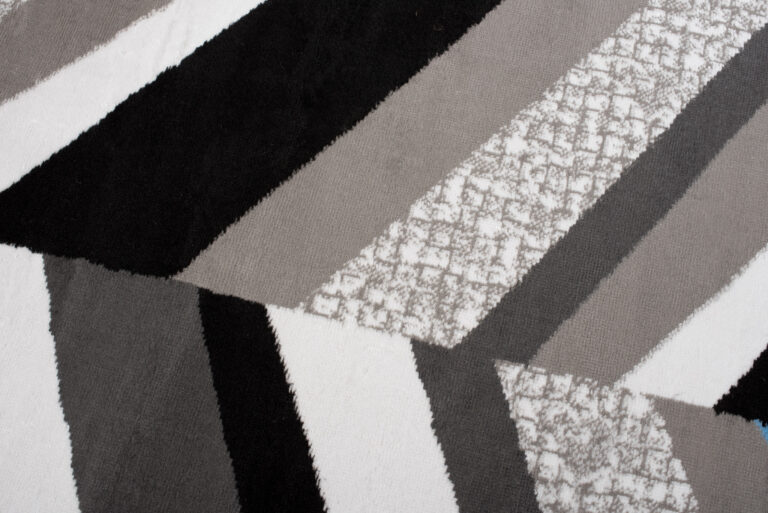 Alfombra Maya Gris Azul Geométrico Líneas