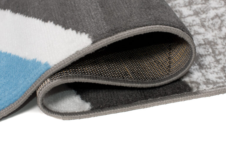 Alfombra Maya Gris Azul Geométrico Líneas