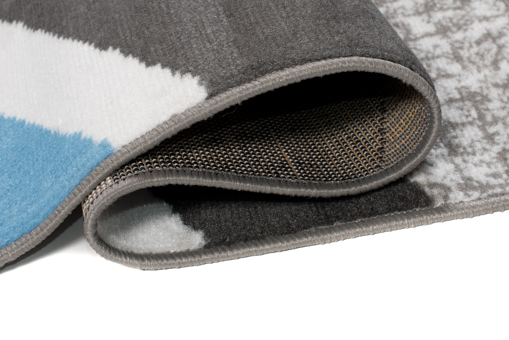 Alfombra Maya Gris Azul Geométrico Líneas