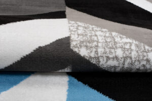 Alfombra Maya Gris Azul Geométrico Líneas