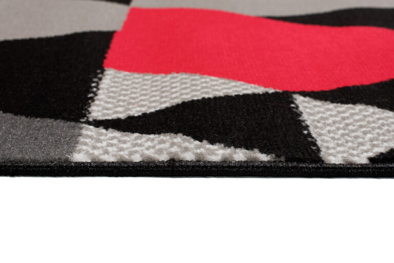 Alfombra Maya Gris Rojo Geométrico Triángulos