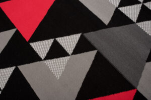 Alfombra Maya Gris Rojo Geométrico Triángulos