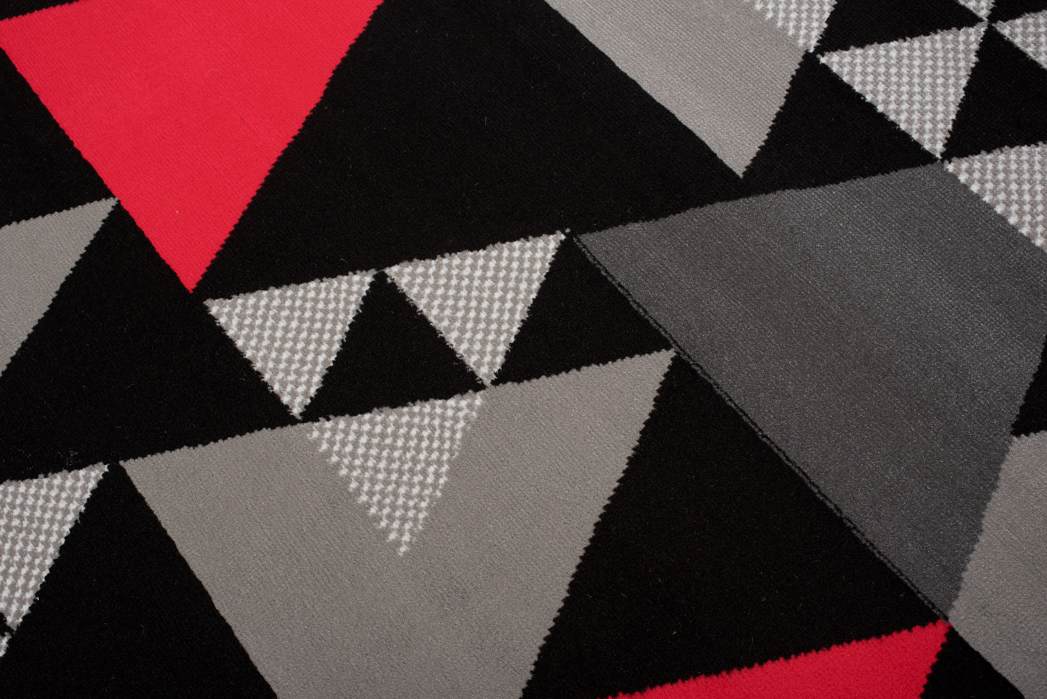 Alfombra Maya Gris Rojo Geométrico Triángulos