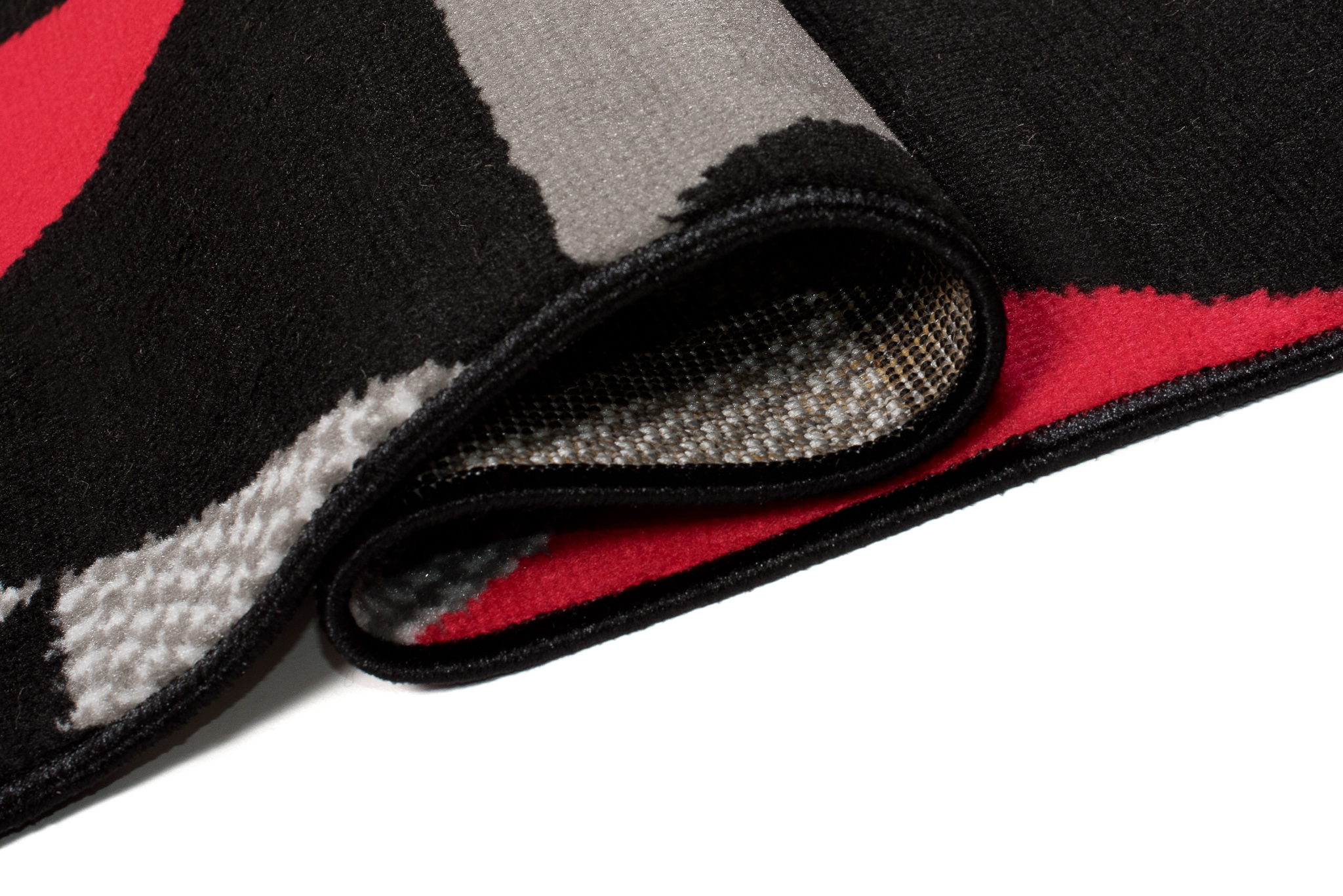 Alfombra Maya Gris Rojo Geométrico Triángulos