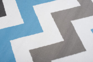 Alfombra Maya Gris Azul Geométrico Zigzag