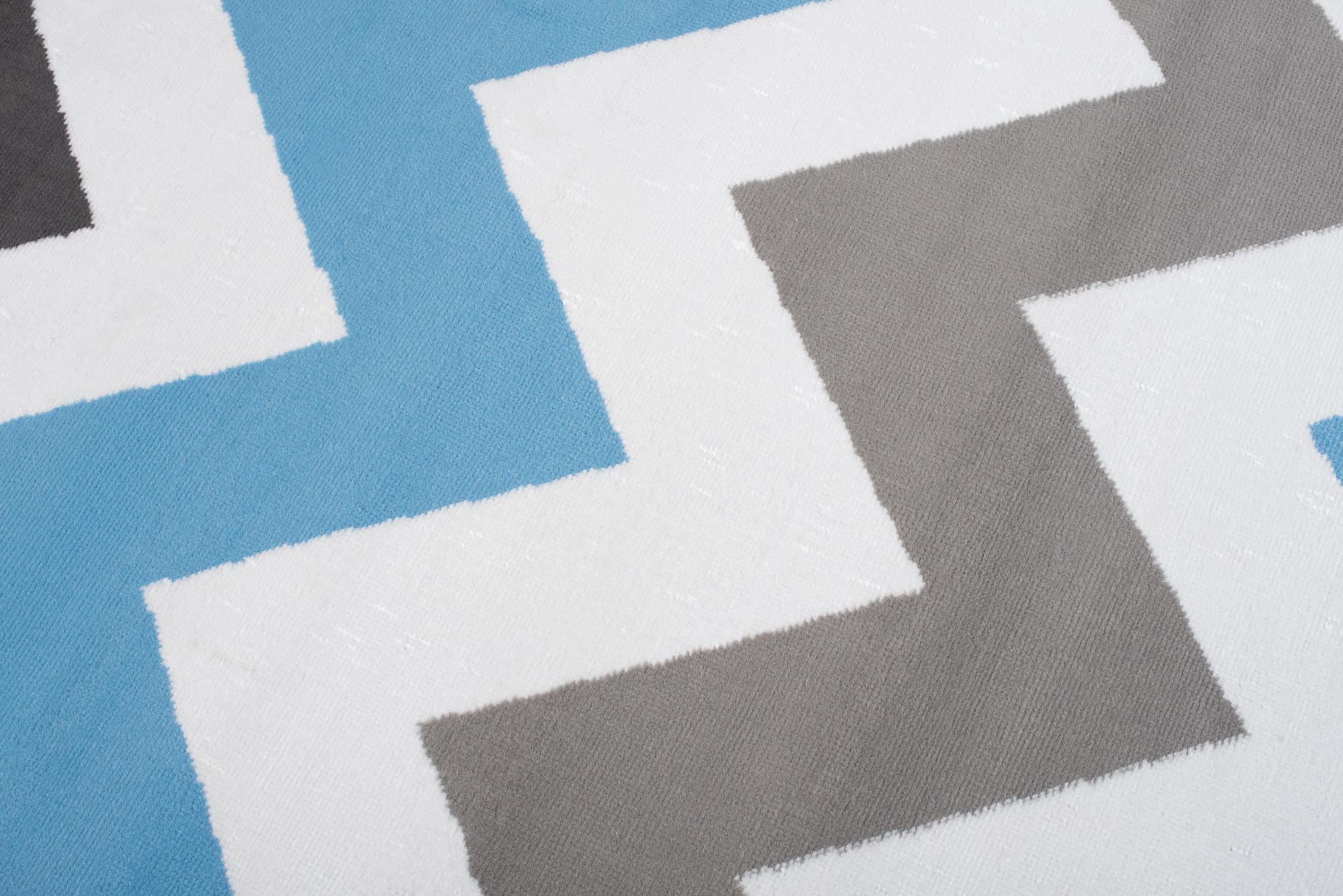 Alfombra Maya Gris Azul Geométrico Zigzag