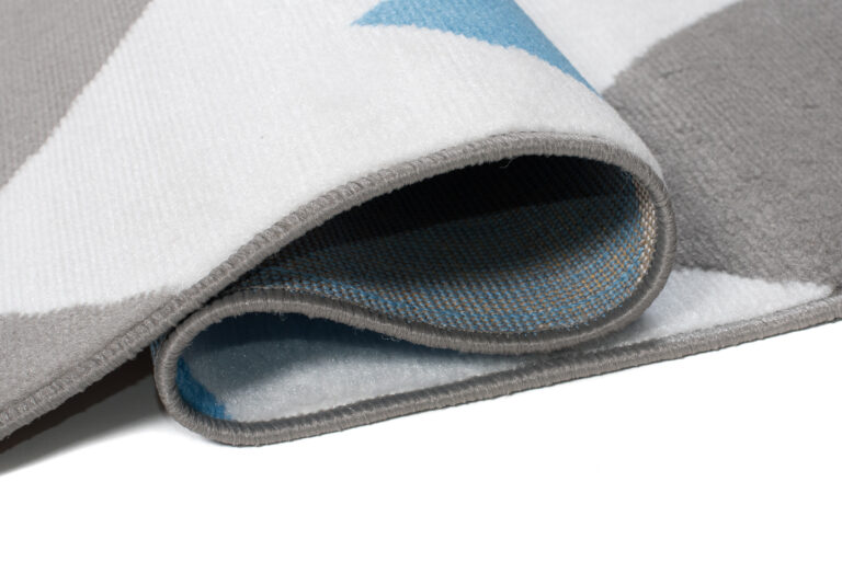 Alfombra Maya Gris Azul Geométrico Zigzag