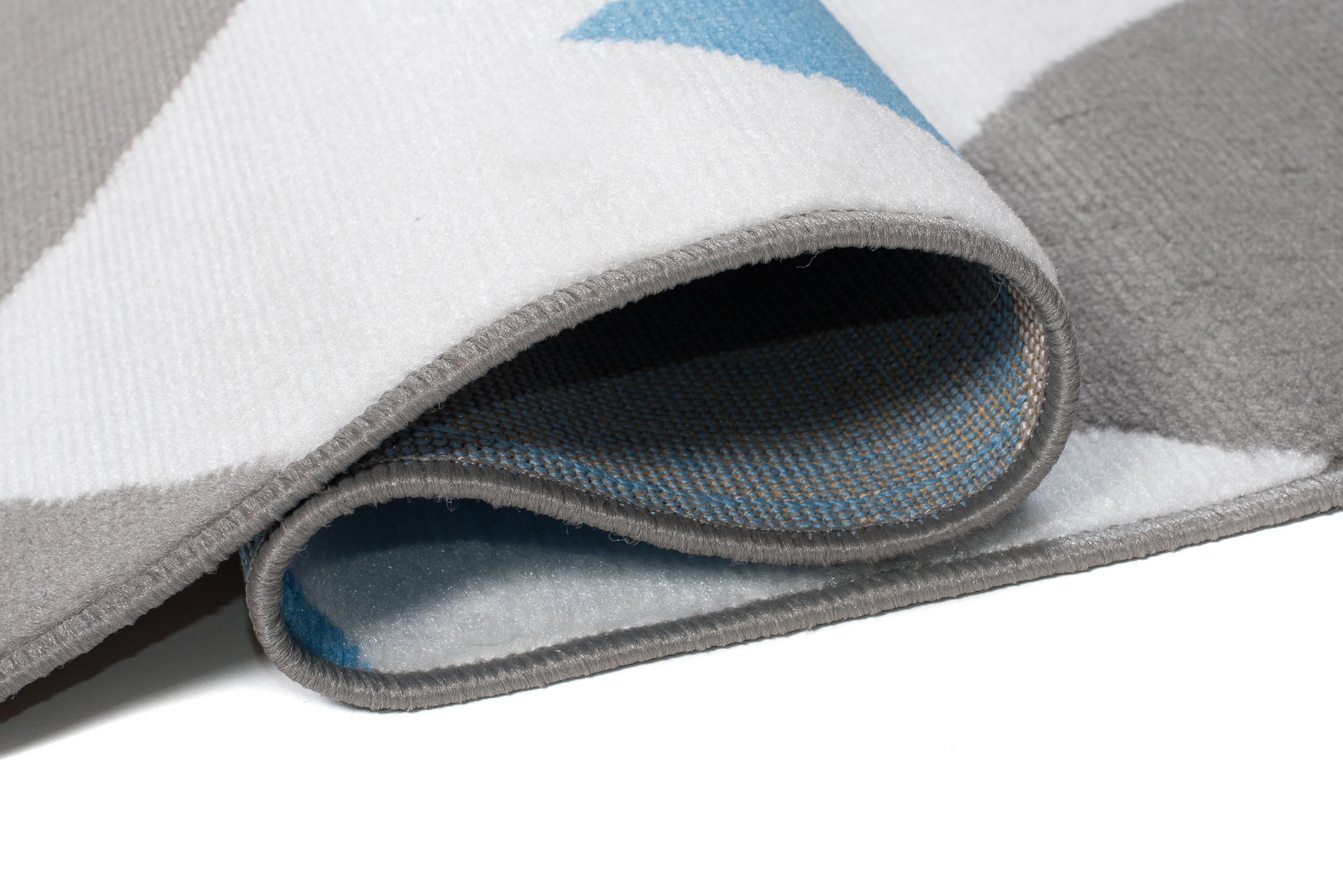 Alfombra Maya Gris Azul Geométrico Zigzag