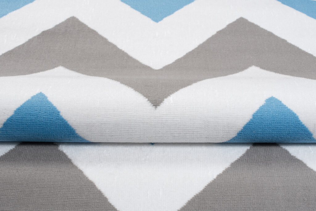 Alfombra Maya Gris Azul Geométrico Zigzag