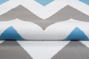 Alfombra Maya Gris Azul Geométrico Zigzag