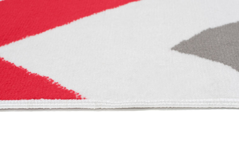 Alfombra Maya Gris Rojo Geométrico Zigzag