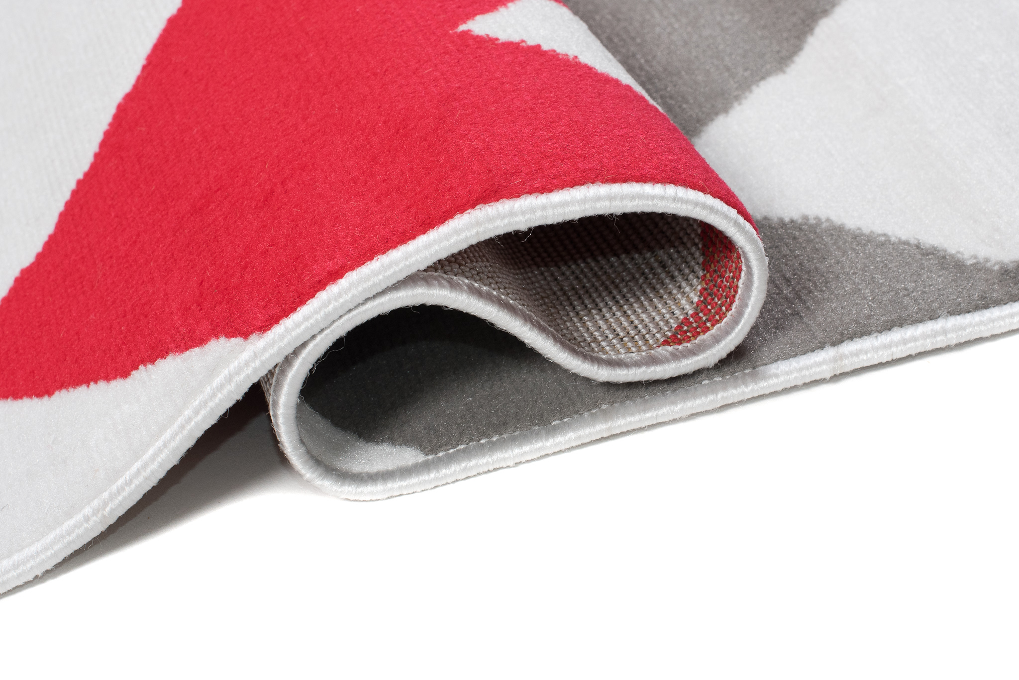 Alfombra Maya Gris Rojo Geométrico Zigzag