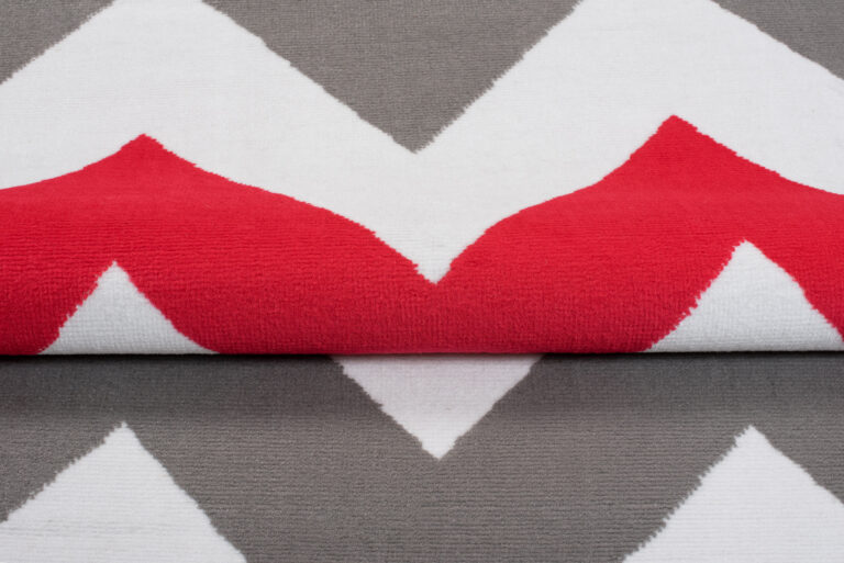 Alfombra Maya Gris Rojo Geométrico Zigzag