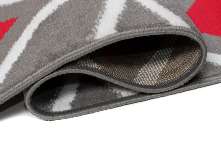 Alfombra Maya Gris Rojo Geométrico Mosaico