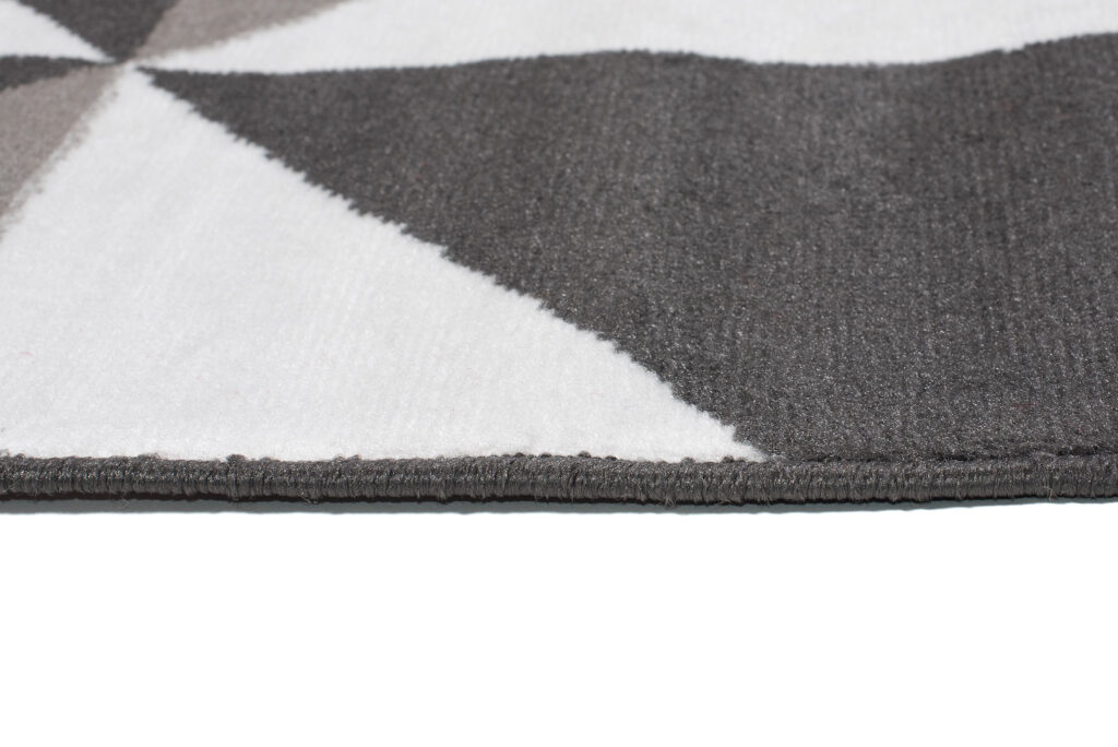 Alfombra Maya Gris Rojo Trapecios Cuadrados
