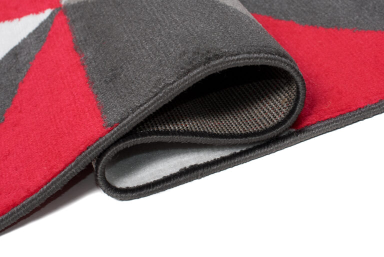 Alfombra Maya Gris Rojo Trapecios Cuadrados