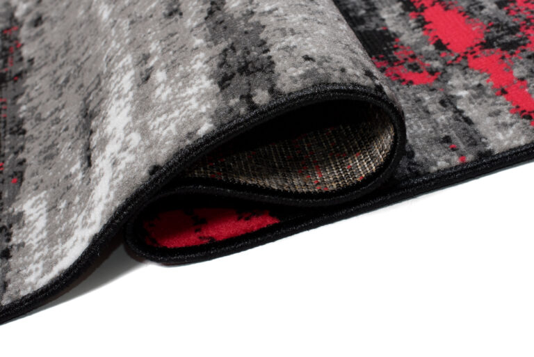 Alfombra Maya Gris Rojo Abstracto