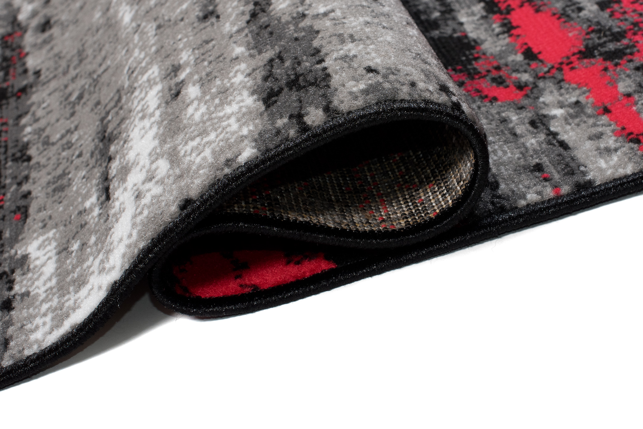 Alfombra Maya Gris Rojo Abstracto