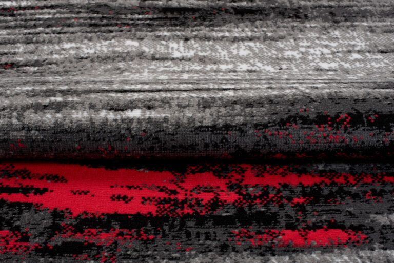 Alfombra Maya Gris Rojo Abstracto