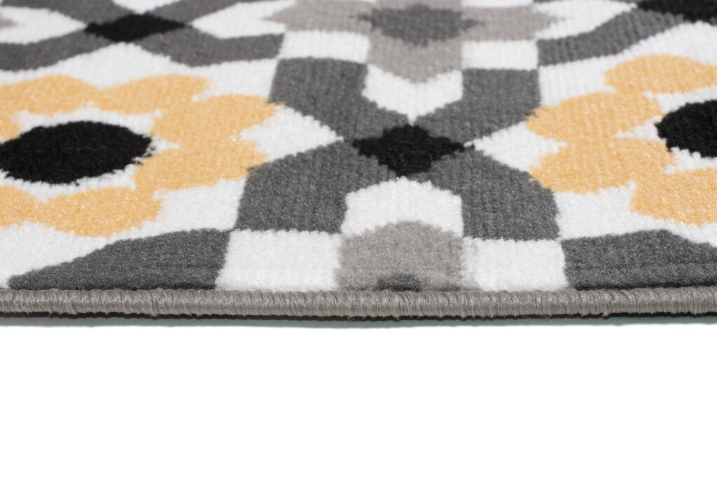 Alfombra Maya Gris Amarillo Floral Mosaico