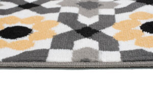 Alfombra Maya Gris Amarillo Floral Mosaico