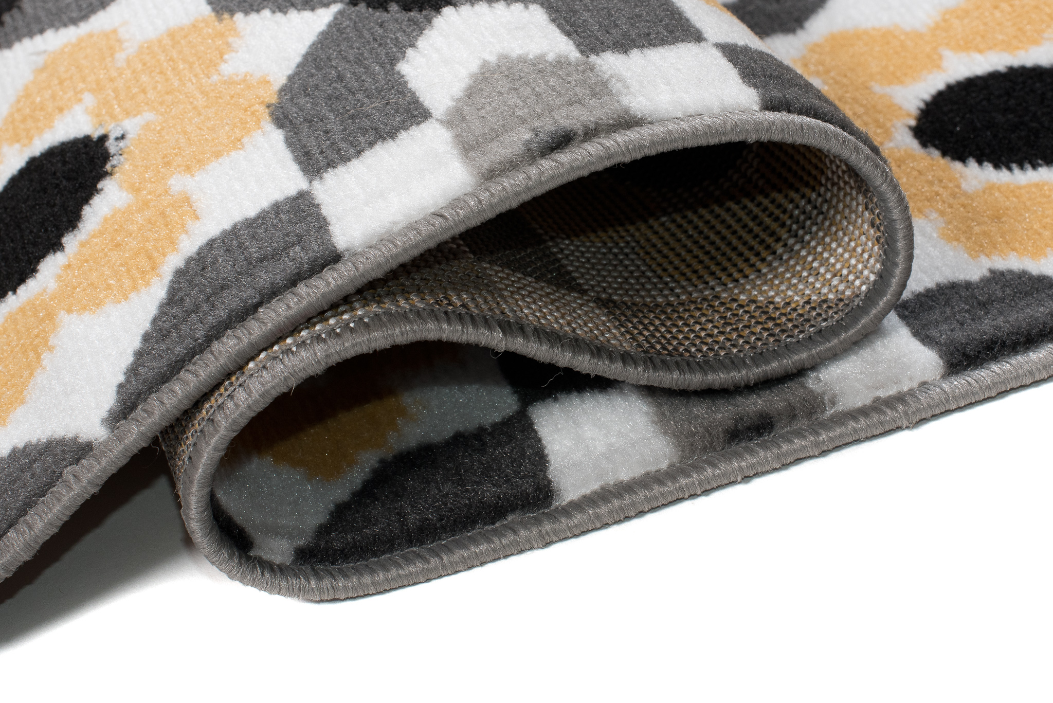 Alfombra Maya Gris Amarillo Floral Mosaico