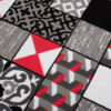 Alfombra Maya Gris Rojo Cuadrados Mosaico