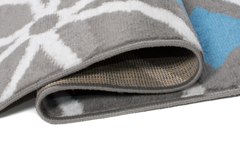 Alfombra Maya Gris Azul Geométrico Mosaico