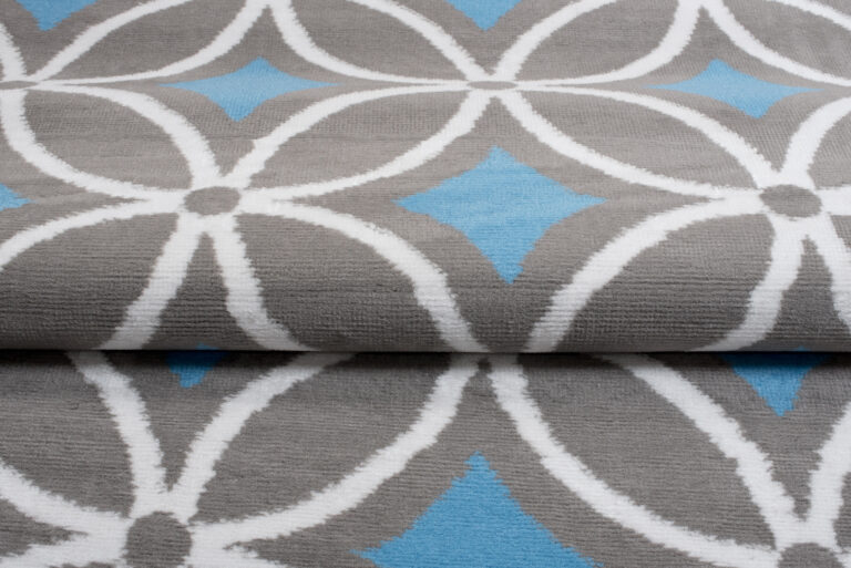 Alfombra Maya Gris Azul Geométrico Mosaico