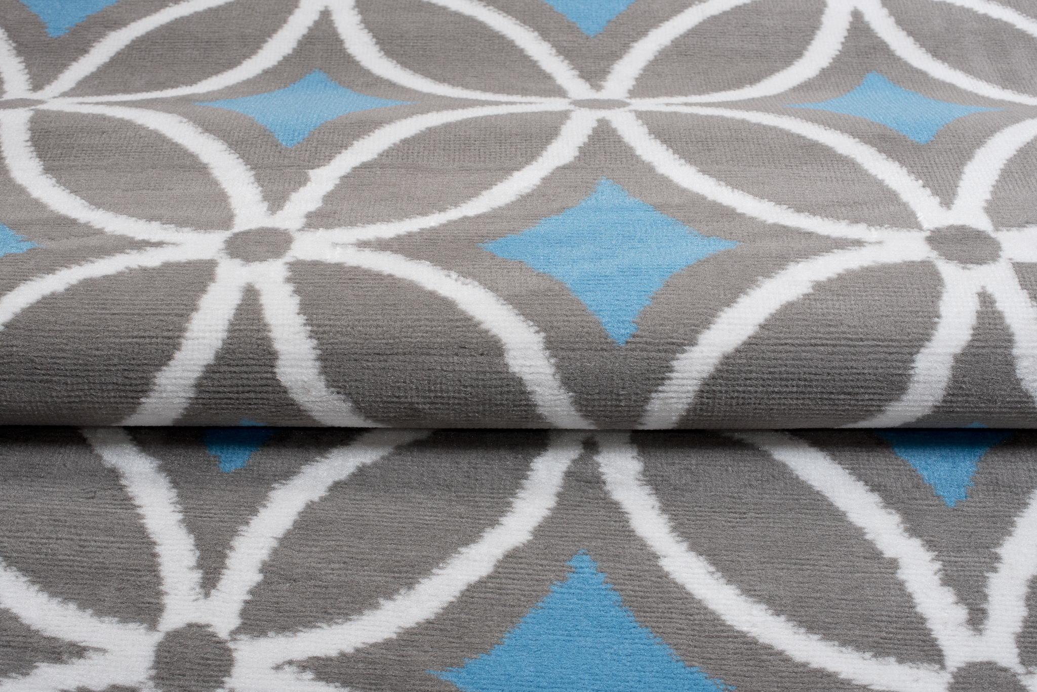 Alfombra Maya Gris Azul Geométrico Mosaico