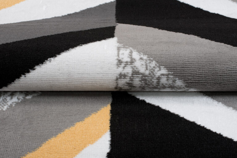 Alfombra Maya Gris Amarillo Geométrico Líneas