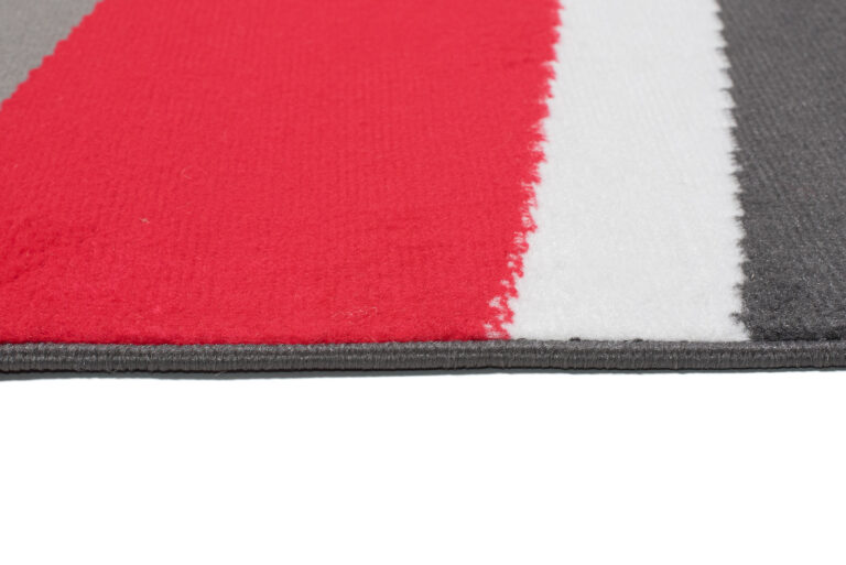 Alfombra Maya Gris Rojo Abstracto Ondas