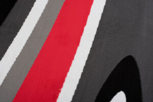 Alfombra Maya Gris Rojo Abstracto Ondas